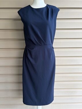 •Betsey Johnson• Navy Blue Pleated Waist Sheath Dress - Size 10